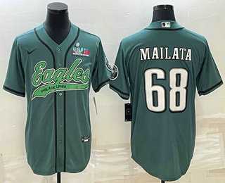 Men's Philadelphia Eagles #68 Jordan Mailata Green With Super Bowl LVII Patch Cool Base Stitched Baseball Jersey,We sell and wholesale Men's Philadelphia Eagles #68 Jordan Mailata Green With Super Bowl LVII Patch Cool Base Stitched Baseball Jersey on line form chian!